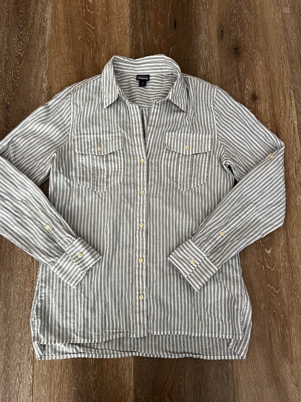NWOT PATAGONIA Lightweight A/C Buttondown Shirt Organic Cotton Hemp XS Striped